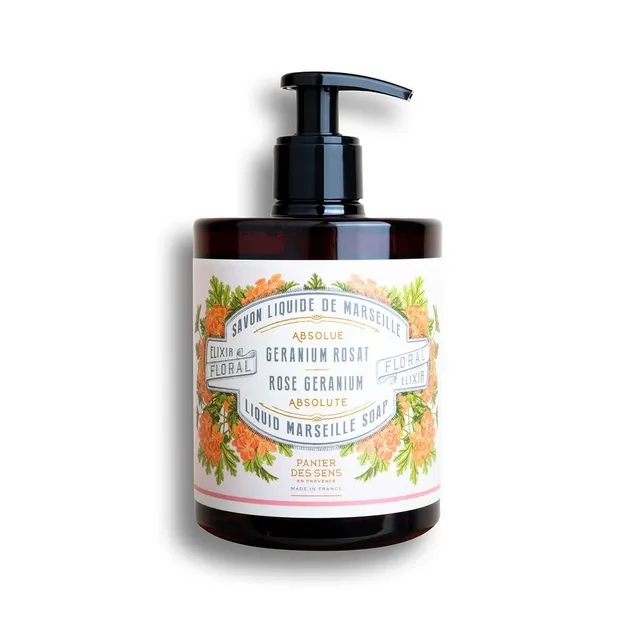panier-des-sens-savon-de-marseille-liquide-g-ranium-rosat-500ml image 1