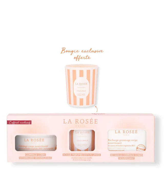 la-ros-e-coffret-soins-corps-gommage-nourrissant-rechargeable-recharge-bougie-of image 1