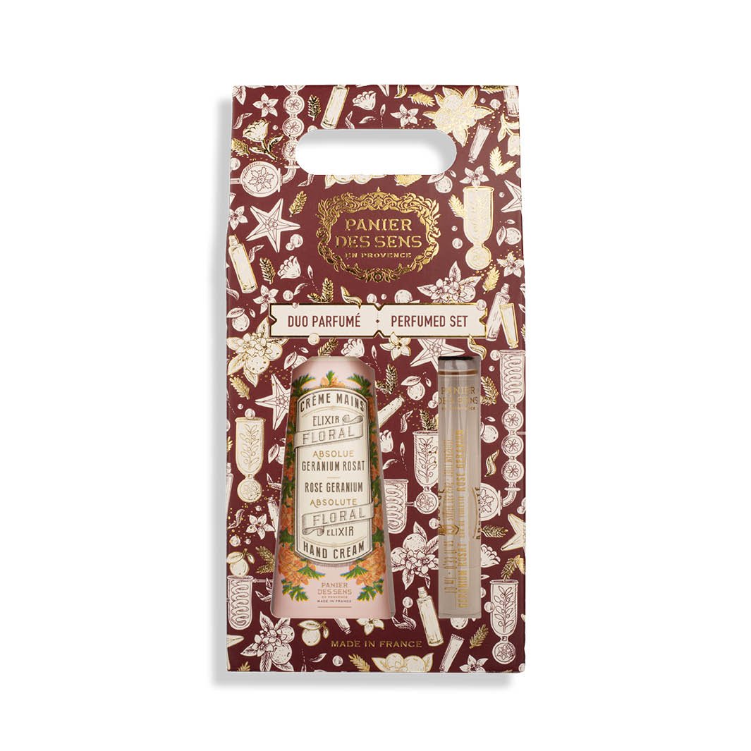 panier-des-sens-coffret-duo-no-l-g-ranium-rosat-cr-me-mains-eau-de-toilette-roll image 1