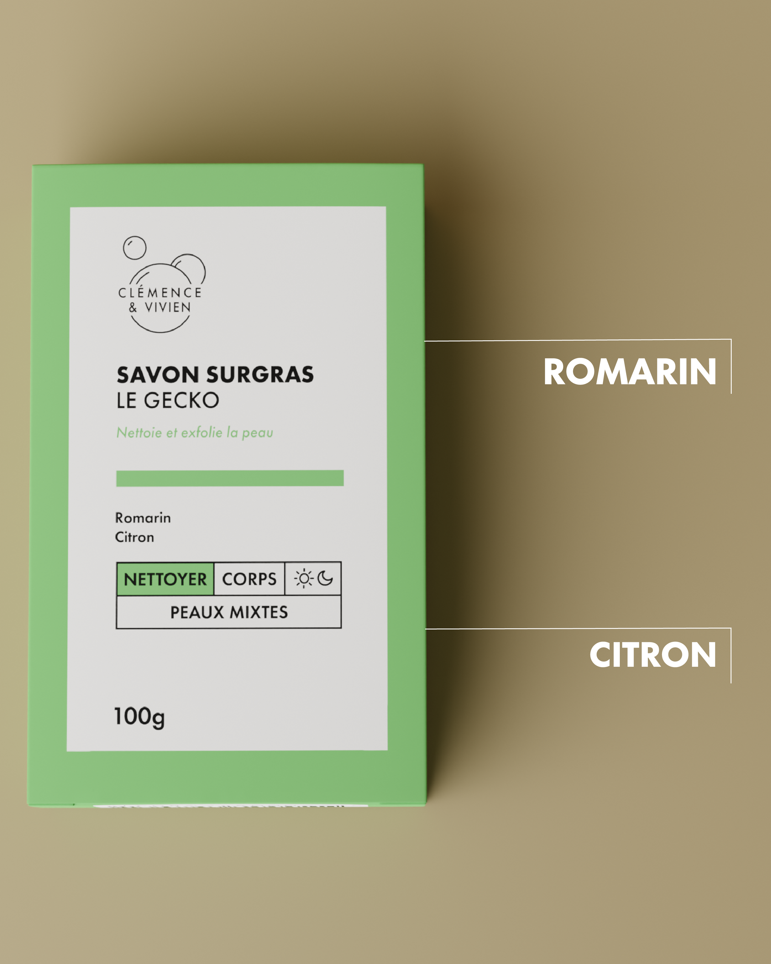 cl-mence-vivien-savon-froid-le-gecko-exfoliant-doux-100g image 2