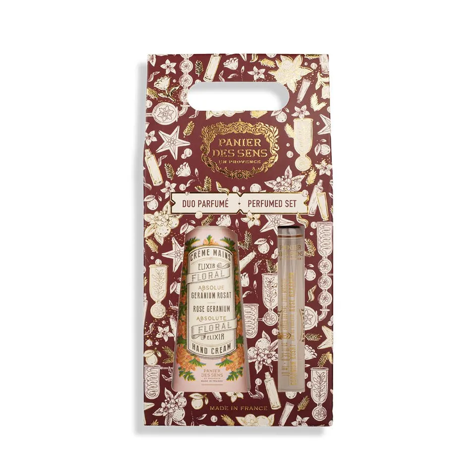 panier-des-sens-coffret-duo-no-l-g-ranium-rosat-cr-me-mains-eau-de-toilette-roll image 1