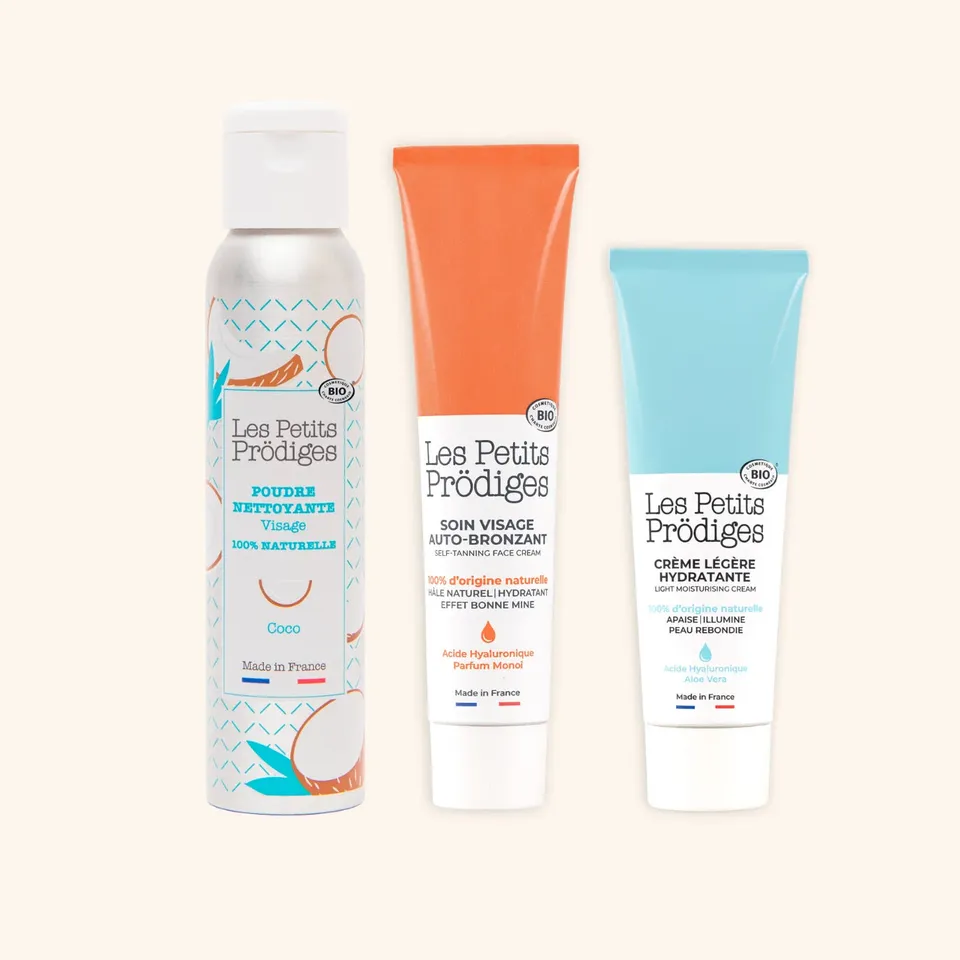 les-petits-pr-diges-la-skincare-routine-coffret-trio-poudre-coco-cr-me-l-g-re-au image 1