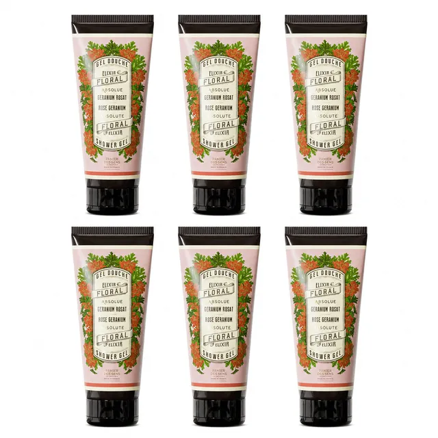panier-des-sens-lot-de-6-gels-douche-g-ranium-200ml-huile-d-olive image 1