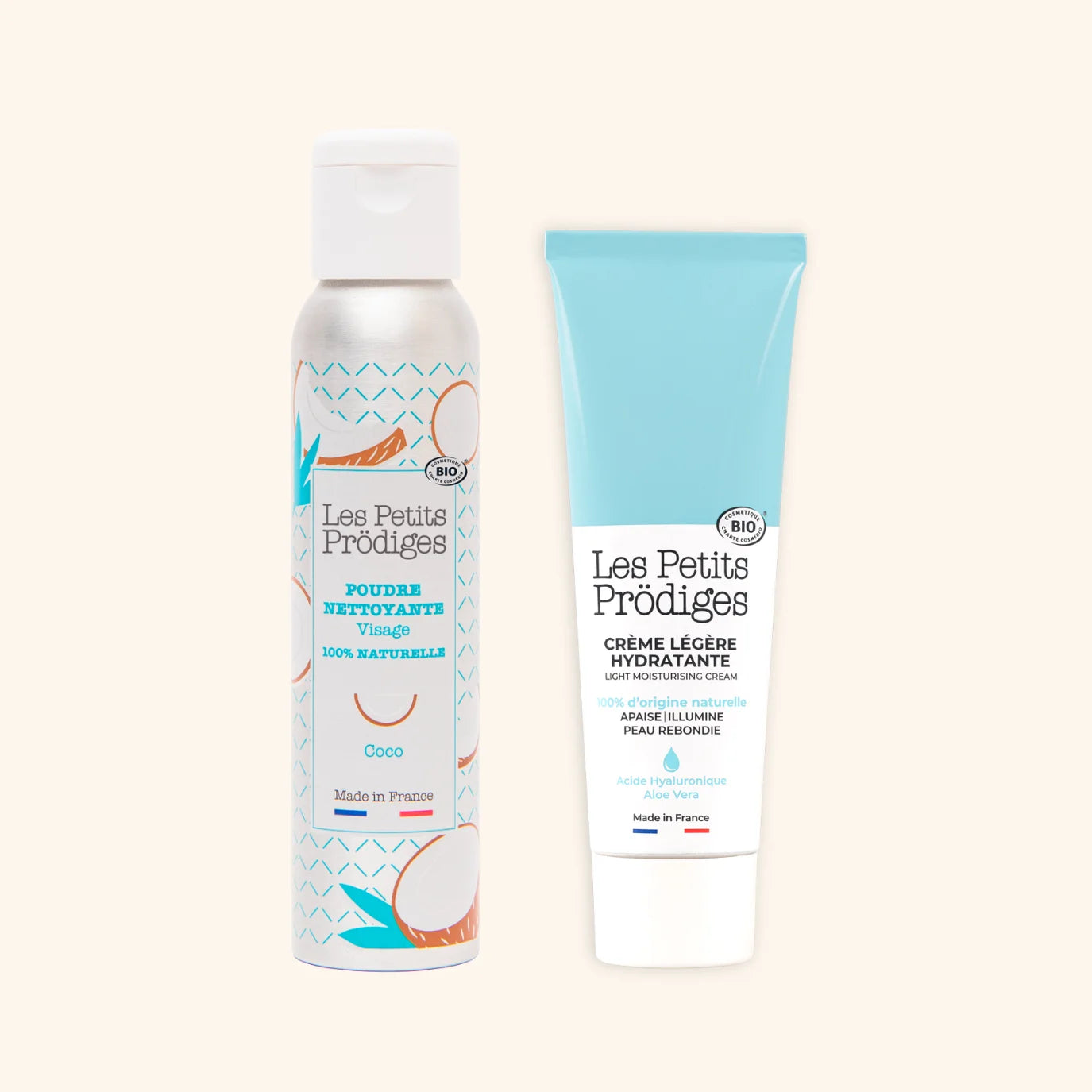 les-petits-pr-diges-le-duo-nettoyage-et-hydratation-visage-poudre-coco-cr-me-uni image 1
