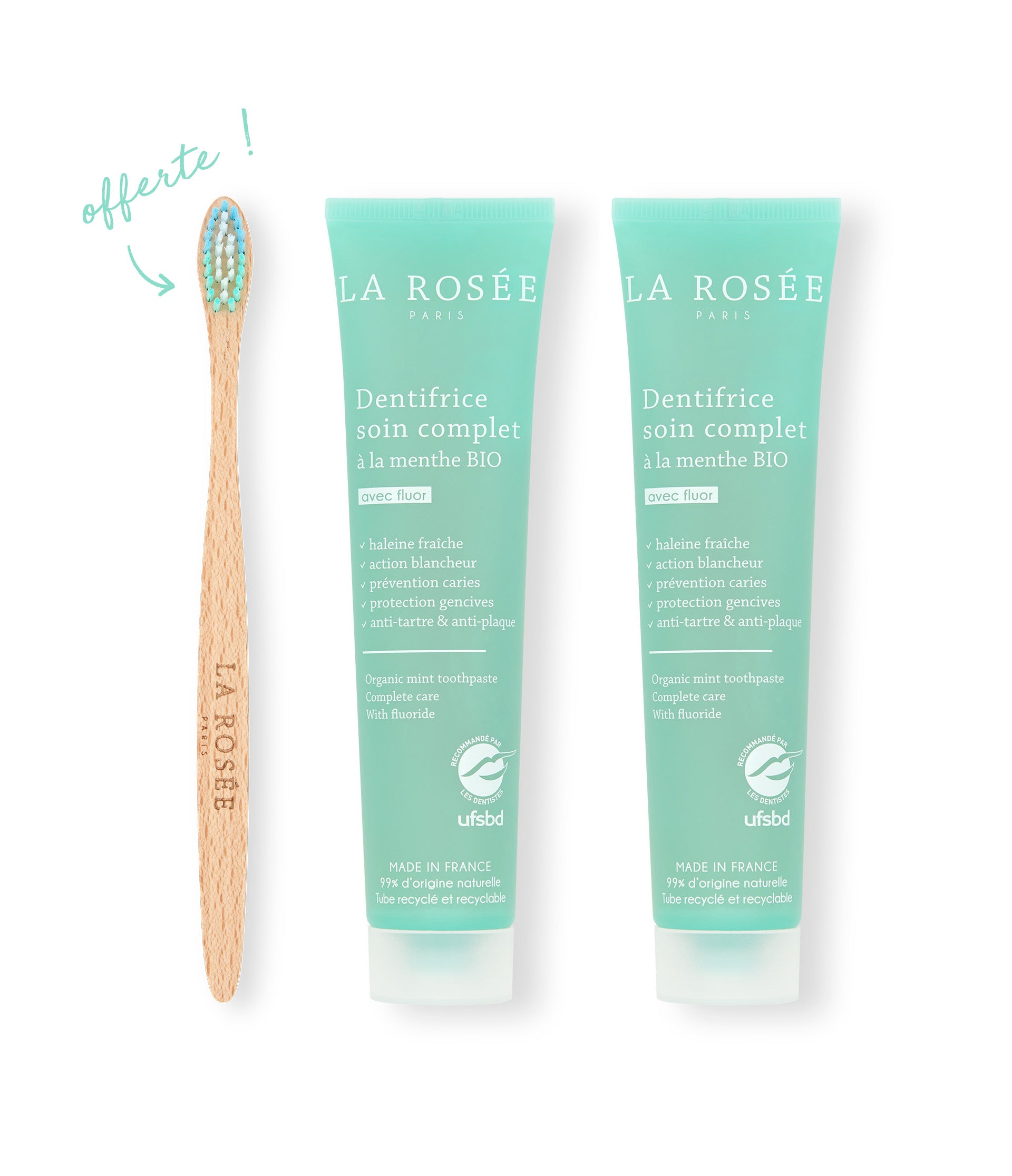 la-ros-e-duo-de-dentifrices-menthe-bio-brosse-dents image 1