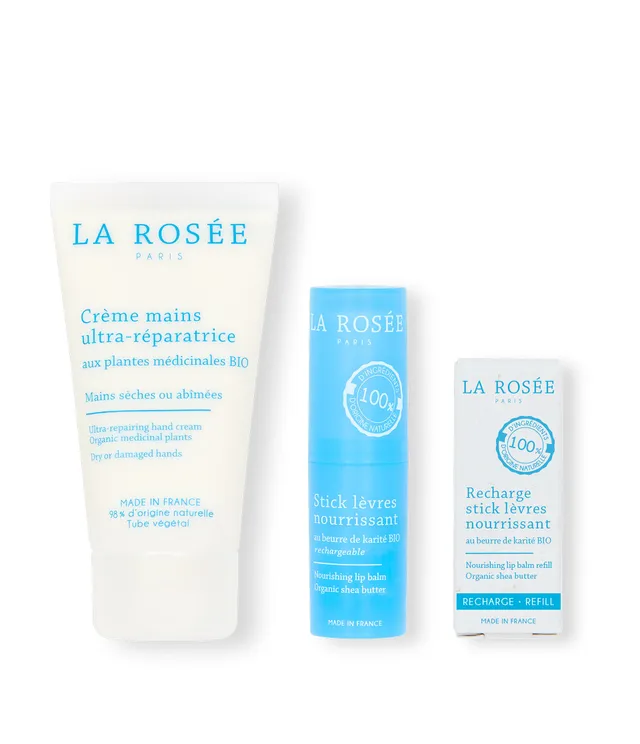 la-ros-e-trio-cr-me-mains-stick-l-vres-et-recharge-nutrition-et-confort image 1