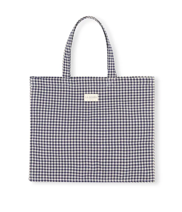 la-ros-e-grand-cabas-en-coton-recycl-vichy-bleu-marine image 1