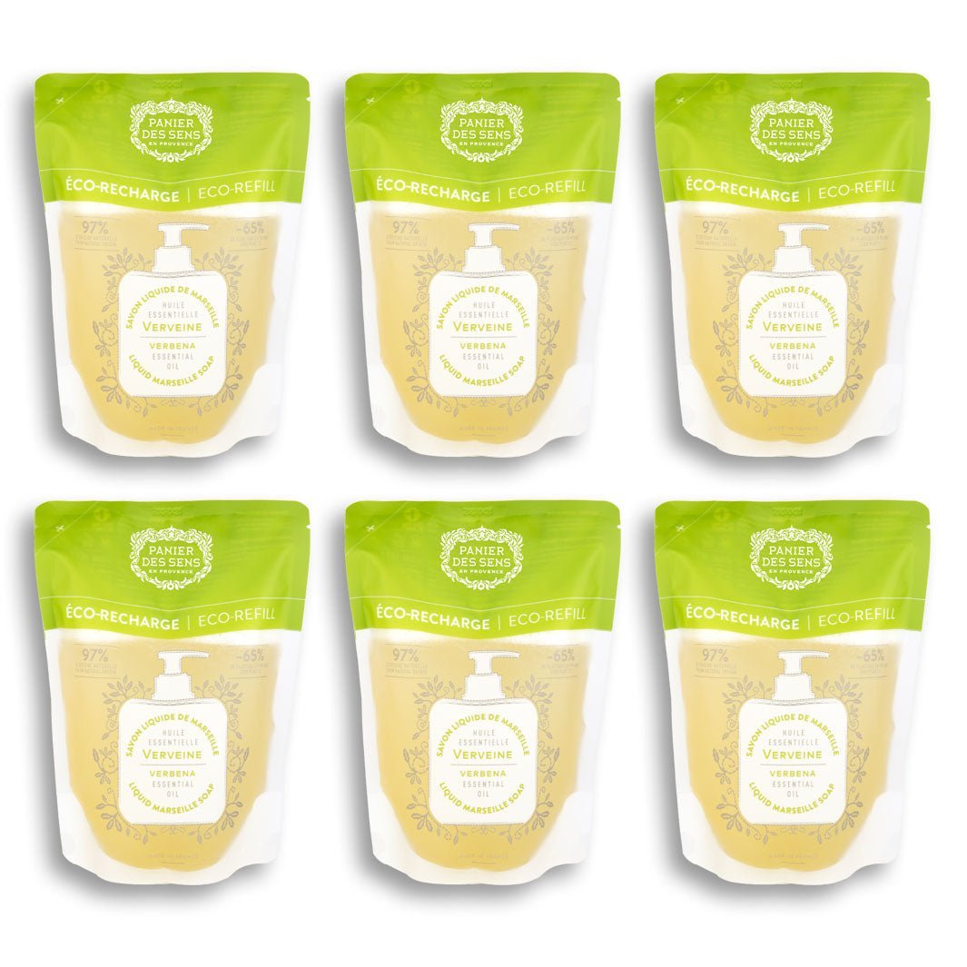 panier-des-sens-pack-6-recharges-savon-liquide-de-marseille-verveine-6x500ml image 1