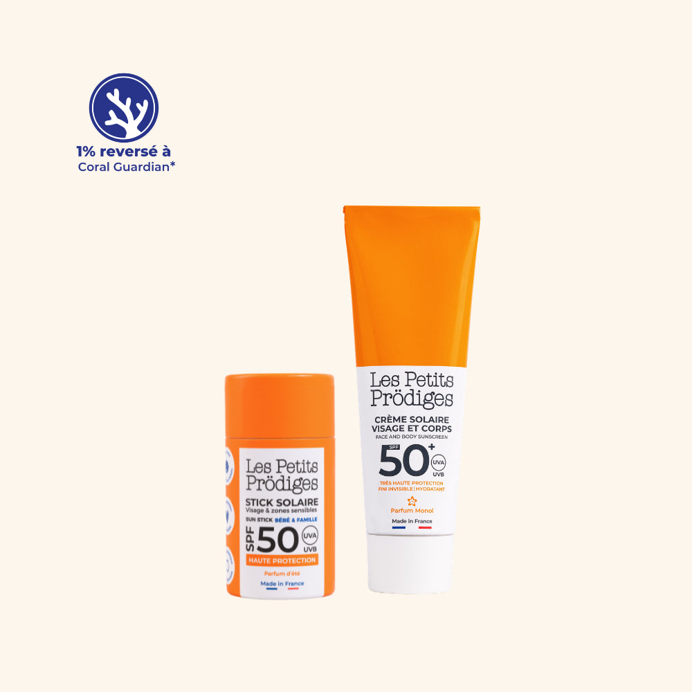 les-petits-pr-diges-le-duo-solaire-essentiel-spf50-cr-me-stick image 1
