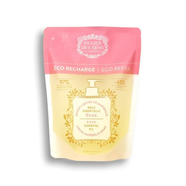 panier-des-sens-recharge-savon-liquide-de-marseille-rose-envo-tante-500ml image 1