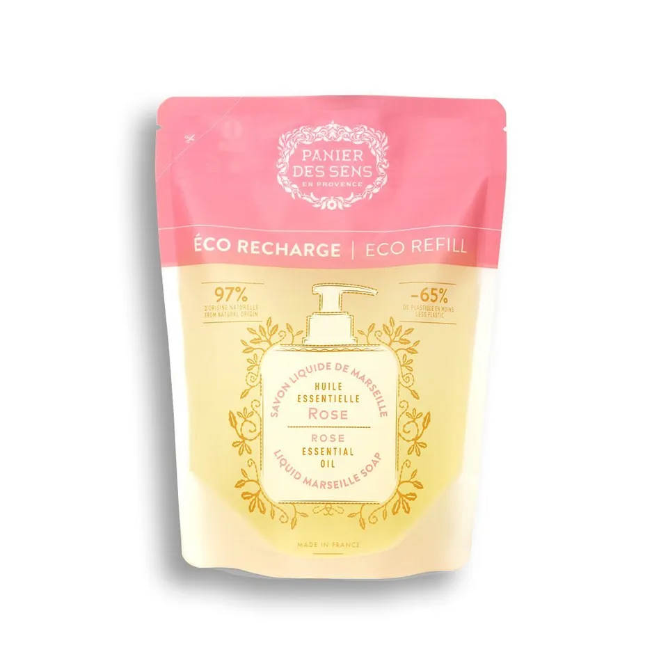 panier-des-sens-recharge-savon-liquide-de-marseille-rose-envo-tante-500ml image 1