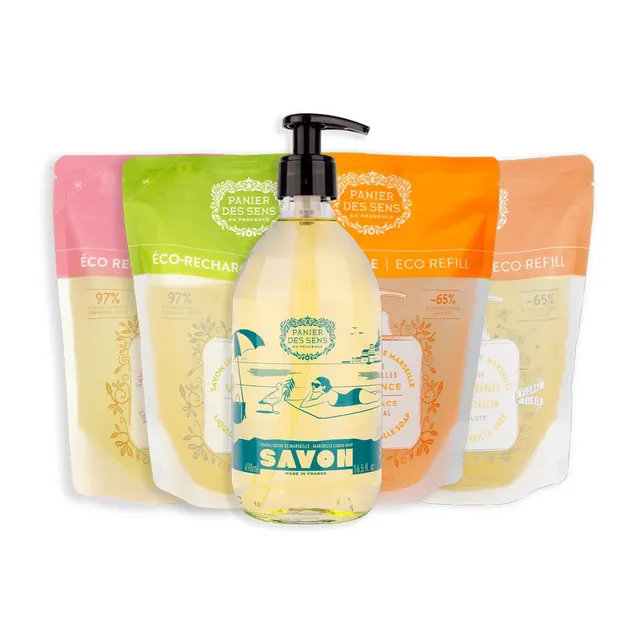 panier-des-sens-savon-liquide-de-marseille-olive-dition-limit-e-25-ans-4-recharg image 1