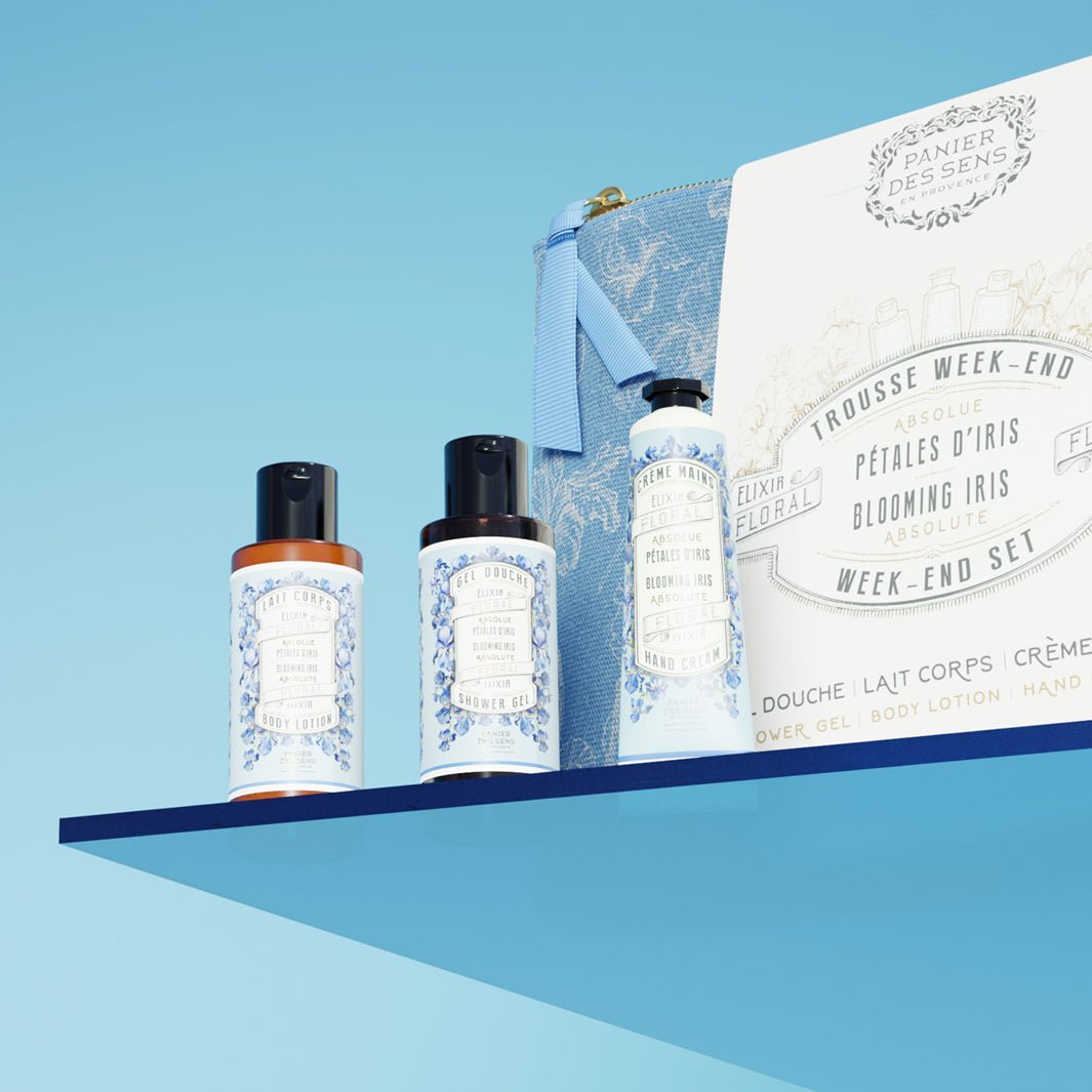 panier-des-sens-trousse-de-voyage-p-tales-d-iris-gel-douche-lait-corps-cr-me-mai image 2