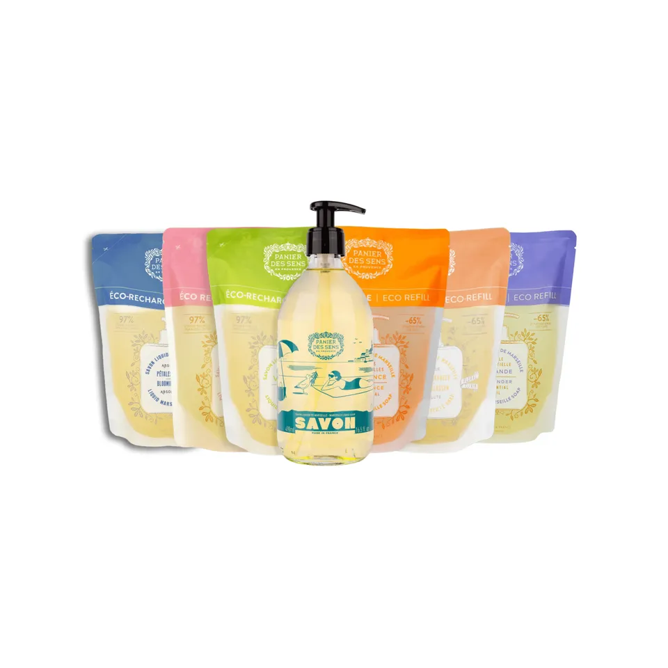 panier-des-sens-savon-liquide-de-marseille-olive-dition-25-ans-6-co-recharges image 1