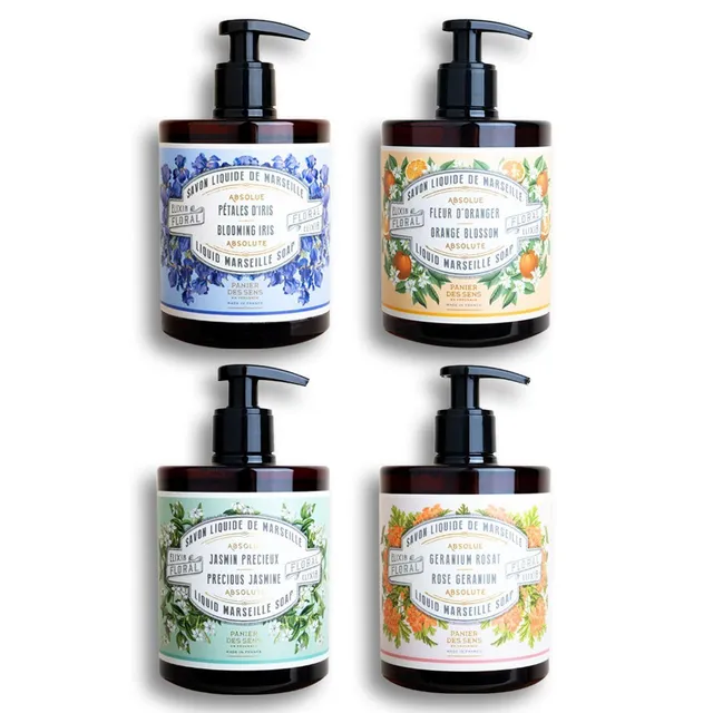 panier-des-sens-pack-4-savons-de-marseille-liquides-4-x-500ml-iris-fleur-d-orang image 1