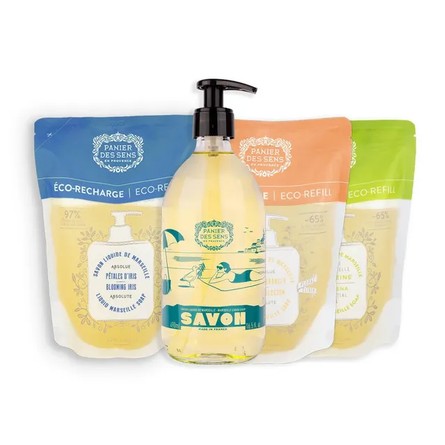 panier-des-sens-savon-liquide-de-marseille-olive-dition-limit-e-25-ans-3-recharg image 1
