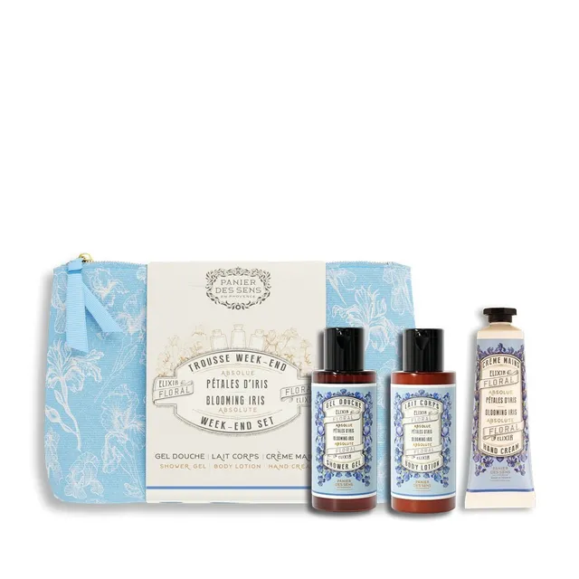 panier-des-sens-trousse-de-voyage-p-tales-d-iris-gel-douche-lait-corps-cr-me-mai image 1