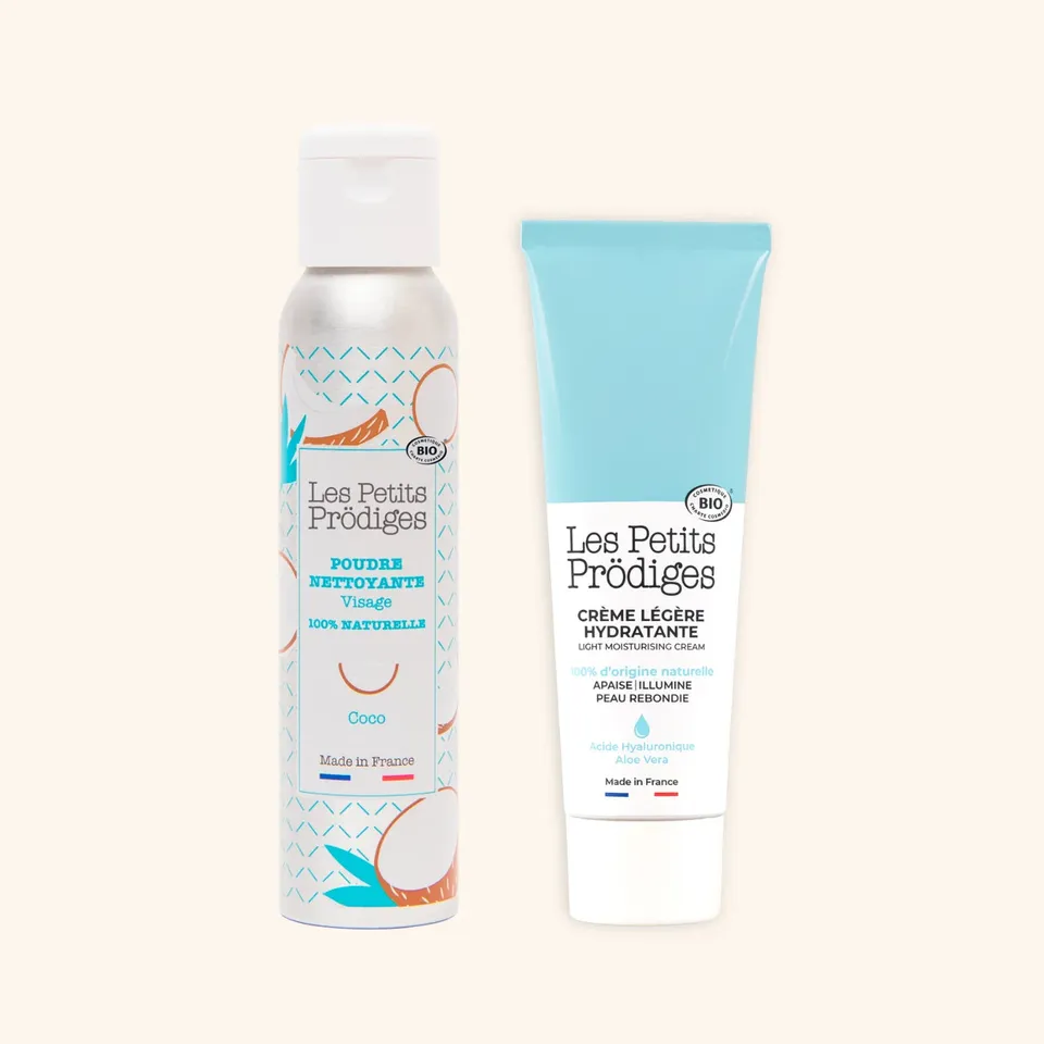 les-petits-pr-diges-le-duo-nettoyage-et-hydratation-visage-poudre-coco-cr-me-uni image 1